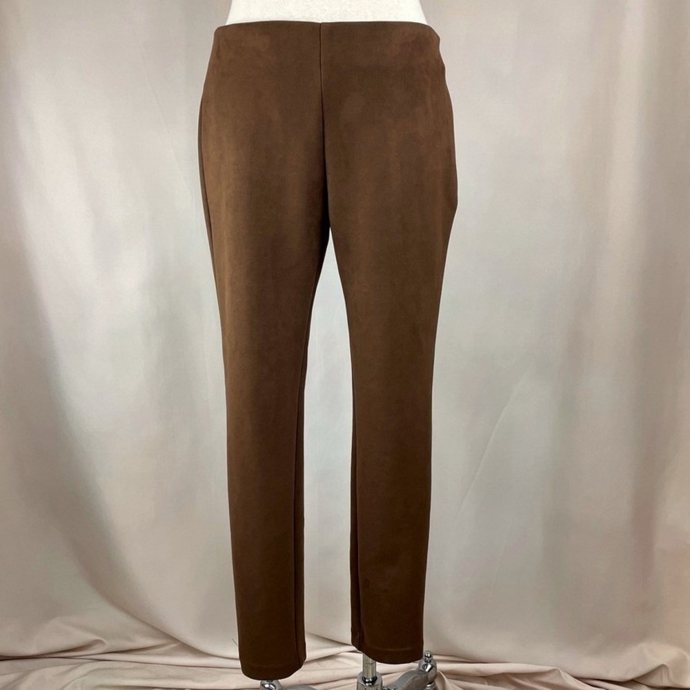 CHAPS Vegan Suede (L) Womens Pants‎ Brown Boho Western Chic Faux Fall Office